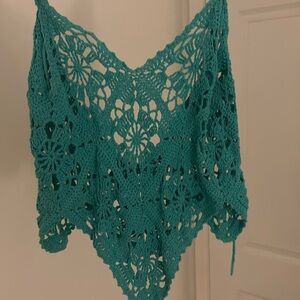 crochet blue beachy top